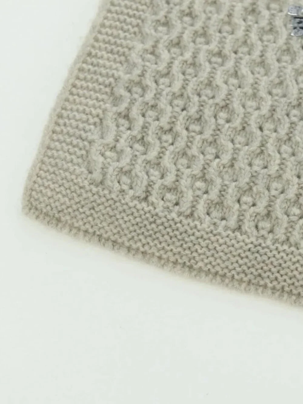 CHANEL COCO Mark Scarf Cashmere Beige Silver CC Auth BA11371V